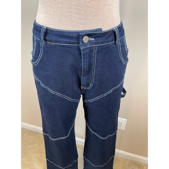 ByDyln Cyrus High Waisted Wide Leg Contrast Stitching Denim Pants Size XS - Picture 5 of 11